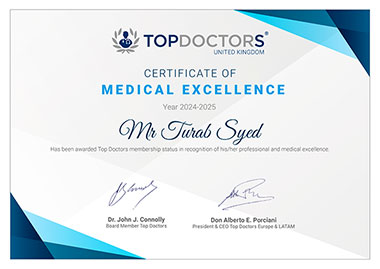 Top Doctors Certificate of Medical Excellence Year 2024-2025