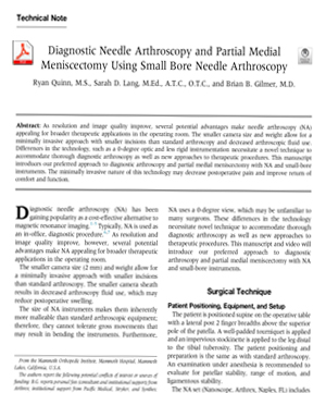 Diagnostic Needle Arthroscopy and Partial Medial Meniscectomy Using Small Bore Needle Arthroscopy
