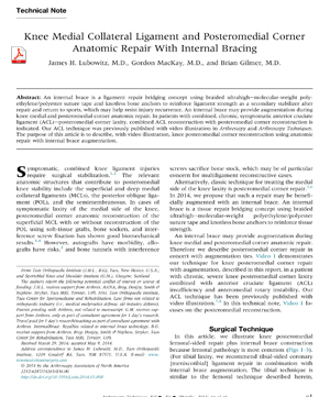 Knee Medial Collateral Ligament and Posteromedial Corner Anatomic Repair With Internal Bracing