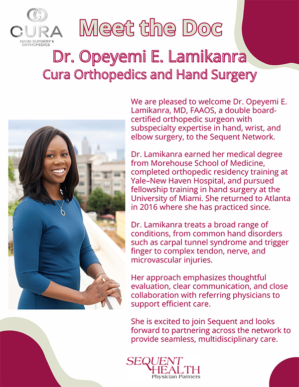 Dr. Opeyeyemi E. Lamikkanra Cura Orthopaedics and Hand Surgery