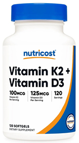 Nutricost Vitamin K2 + Vitamin D3 Softgels