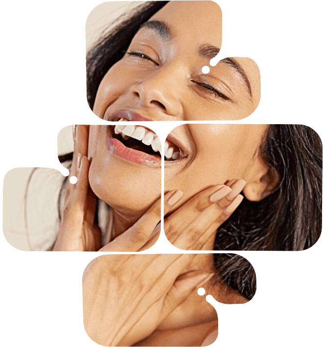 A smiling woman with her hands on her face, expressing pride in our services.