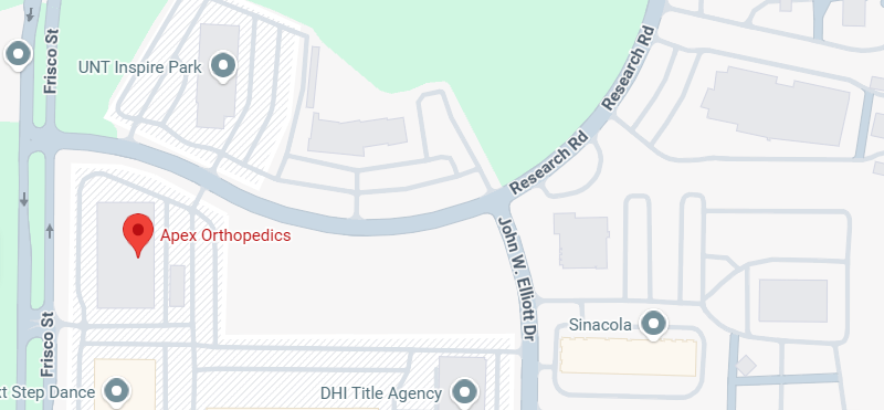 Detailed map of Apex Orthopedics with surrounding landmarks.