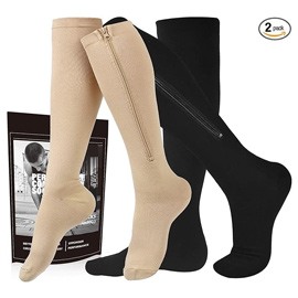 Picture of Zip up compression socks knee high