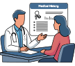 Medical history form displaying areas for demographics, illnesses, and treatments.