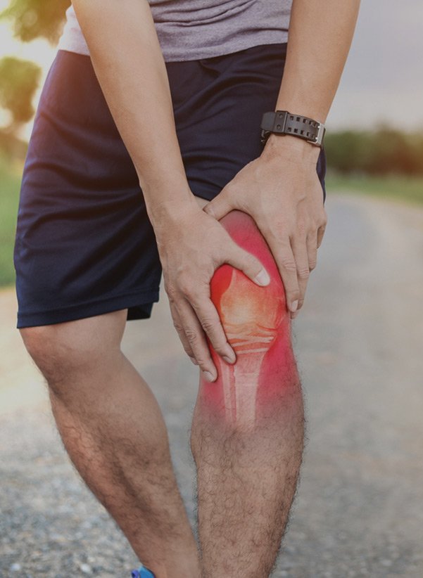 Illustration representing knee joint and orthopedic treatment focus